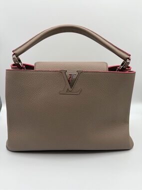 Louis Vuitton Capucines MM Taurillon Leather Galet Pink Top Handle Bag 2014